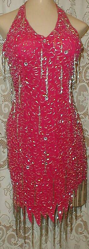 Hot Pink Beaded Dress