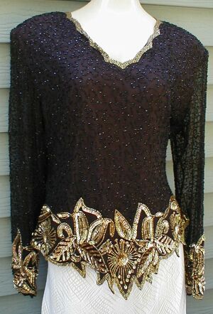 Black Gold Sequined Top